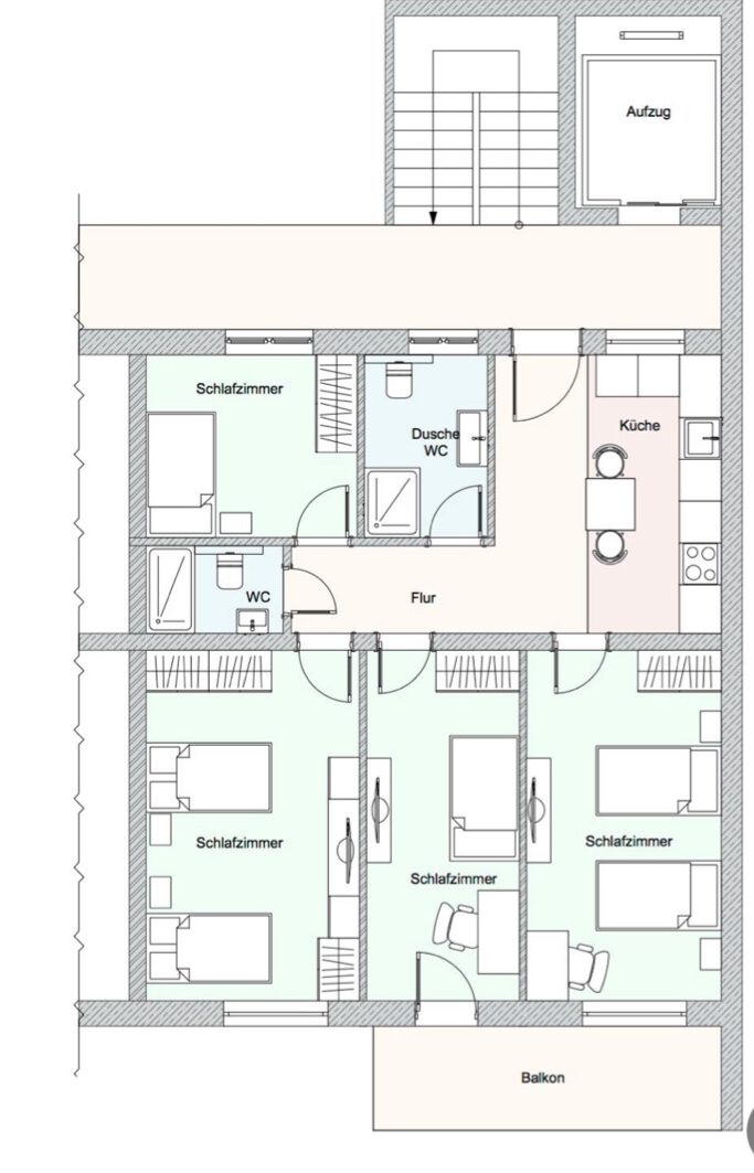 Grundriss 4 Zimmer Küche Bad Monteurzimmer Ludwigshafen